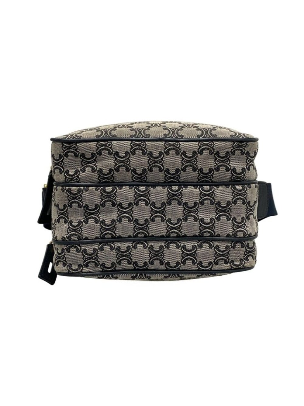 Celine Shoulder Bag Macadam Pattern Light Gray Dark Navy Leather - Picture 5 of 15
